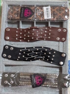 paparazzi Black and Brown Studded Multi-Strap Wrap Bracelets Set